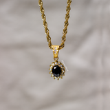 Black Gemstone Pendant - Gold