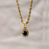 Black Gemstone Pendant - Gold