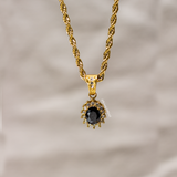 Black Gemstone Pendant - Gold
