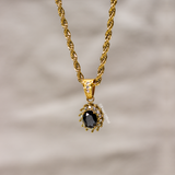 Black Gemstone Pendant - Gold