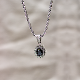 Black Gemstone Pendant - Silver
