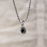 Black Gemstone Pendant - Silver
