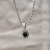 Black Gemstone Pendant - Silver