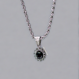 Black Gemstone Pendant - Silver