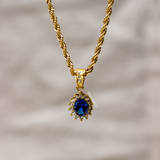 Deep Blue Gemstone Pendant - Gold