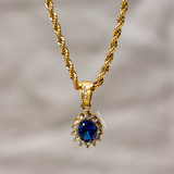 Deep Blue Gemstone Pendant - Gold