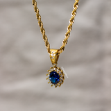 Deep Blue Gemstone Pendant - Gold