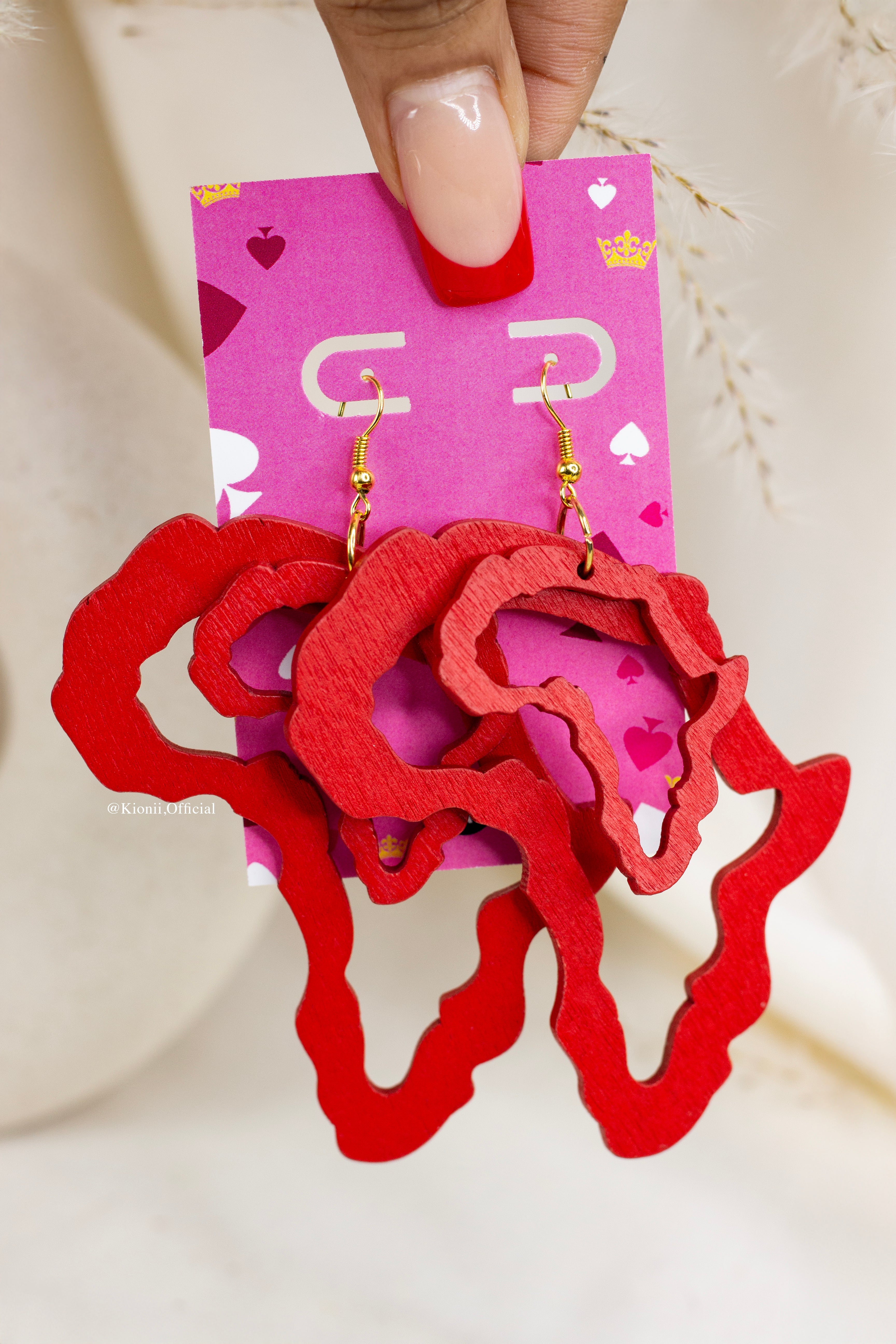 Double Africa Earrings Red