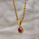 Ruby Gemstone Pendant - Gold
