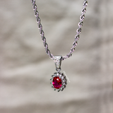 Ruby Gemstone Pendant - Silver