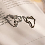 Africa Outline Silver Studs - KIONII