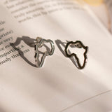 Africa Outline Silver Studs - KIONII