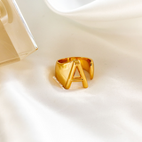 Initial Gold Chunky Ring - KIONII