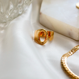 Initial Gold Chunky Ring - KIONII