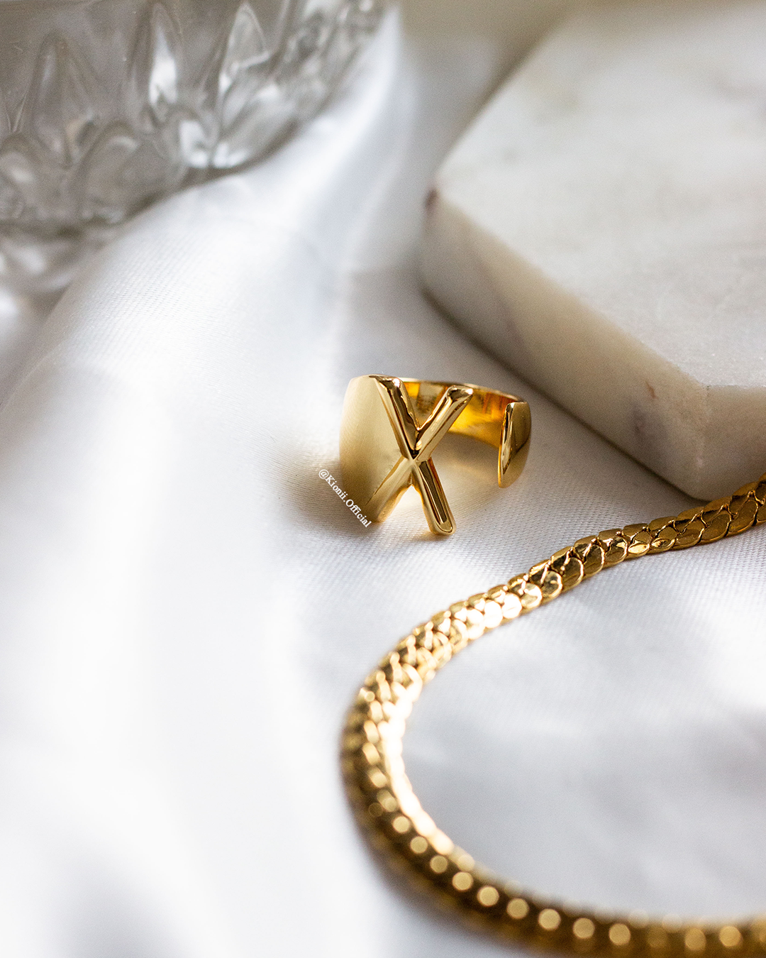 Initial Gold Chunky Ring - KIONII