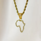 Africa Crystal Outline with Rope Chain