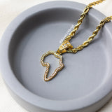 Africa Crystal Outline with Rope Chain