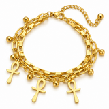 Ankh Multi-layered Bracelet (Gold)