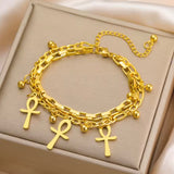 Ankh Multi-layered Bracelet (Gold)