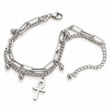Ankh Multi-layered Bracelet (Silver)