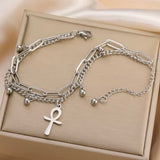 Ankh Multi-layered Bracelet (Silver)