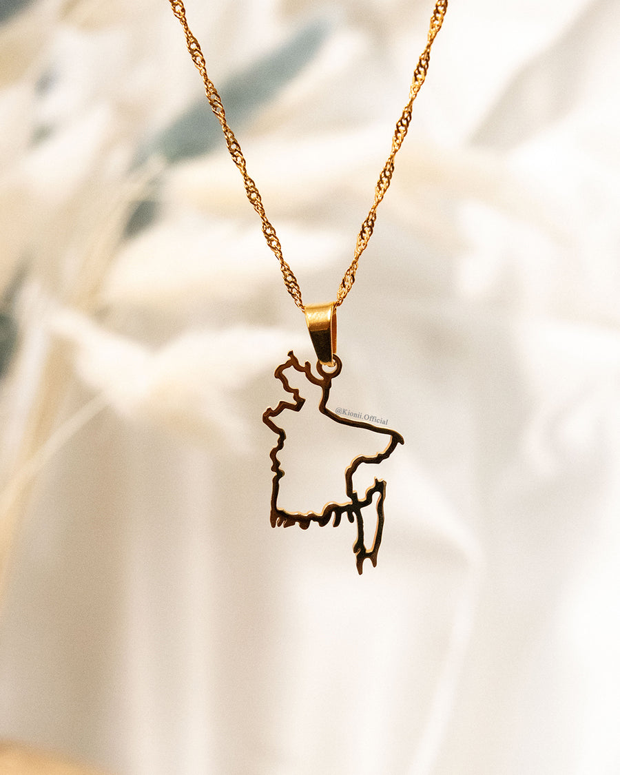 Bangladesh Outline Pendant (Gold)