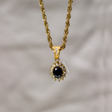 Black Men Gemstone Pendant - Gold