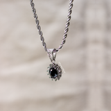 Black Men Gemstone Pendant - Silver