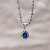 Deep Blue Gemstone Pendant - Silver