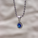 Deep Blue Gemstone Pendant - Silver