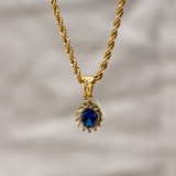 Deep Blue Men Gemstone Pendant - Gold
