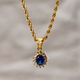Deep Blue Men Gemstone Pendant - Gold