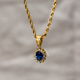 Deep Blue Men Gemstone Pendant - Gold