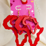 Double Africa Earrings Red