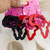 Double Africa Earrings Red