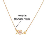 Love Letter Crystal Heart Pendant Women 18K Gold Necklace