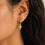 Tiny Cross Huggie Earrings