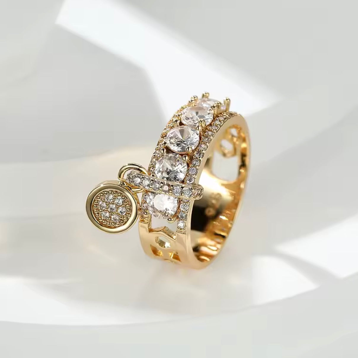 Crystal Dangle Charm Rings