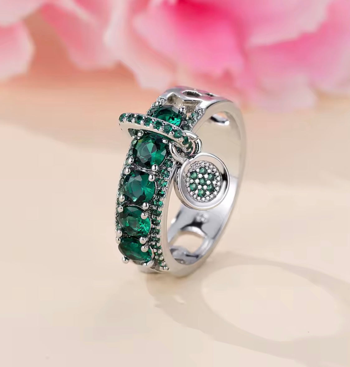 Crystal Dangle Charm Rings