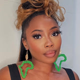 Double Africa Earrings Green