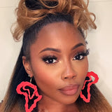 Double Africa Earrings Red
