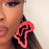 Double Africa Earrings Red