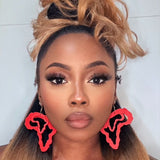 Double Africa Earrings Red