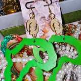Double Africa Earrings Green