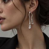 Moonveil Glass Earrings (Silver)