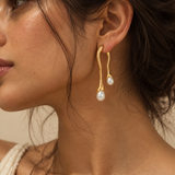 Moonveil Pearl Earrings (Gold)