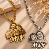 Engraved Custom Portrait Nameplate Pendant Necklace