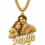 Engraved Custom Portrait Nameplate Pendant Necklace