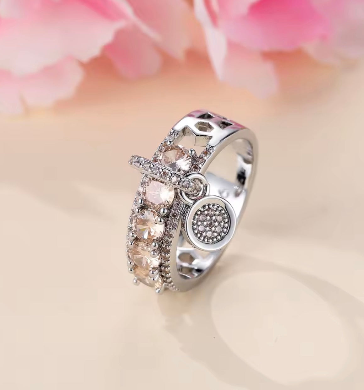 Crystal Dangle Charm Rings