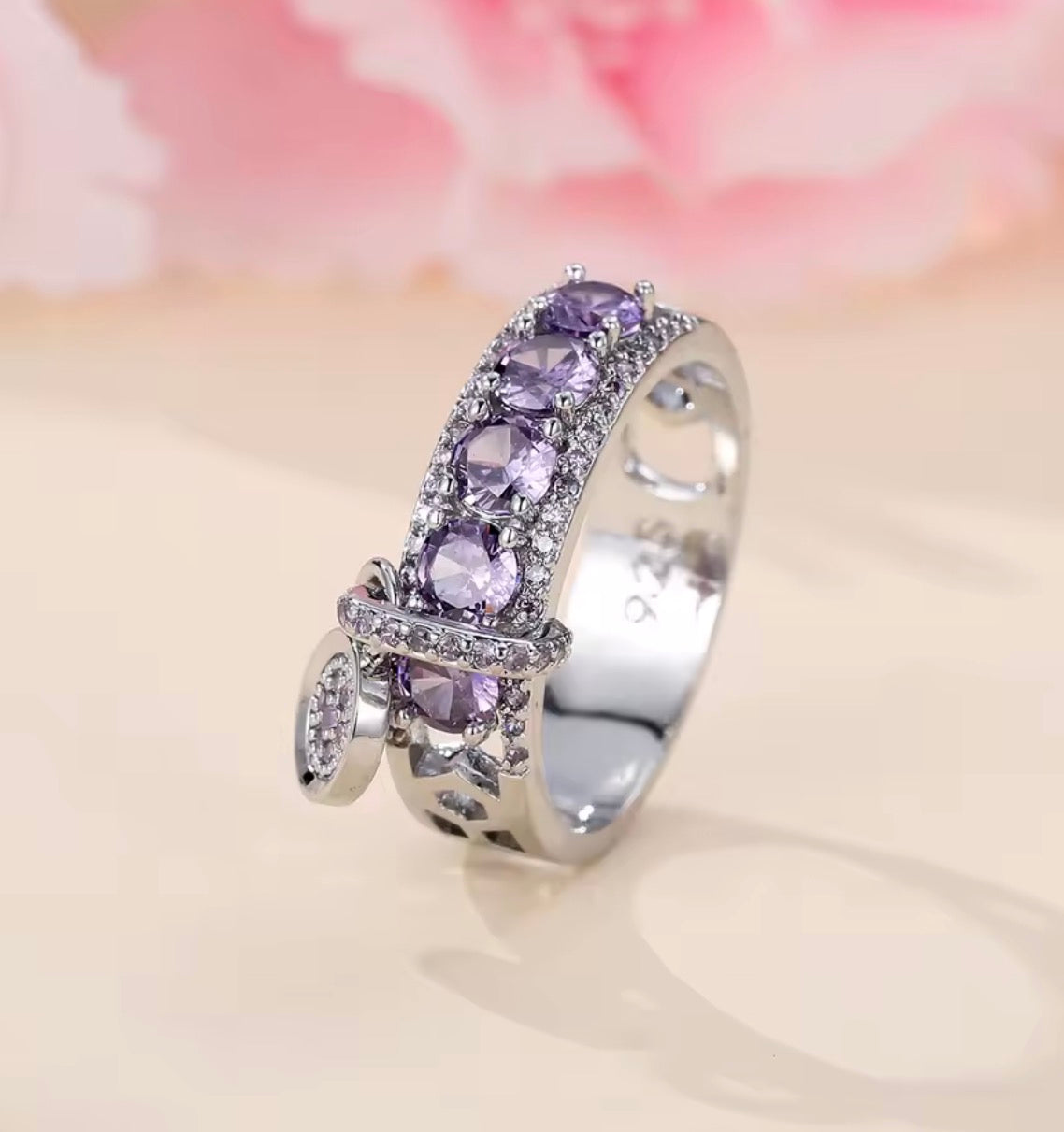 Crystal Dangle Charm Rings